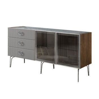 Комод 1.6м Bogemia Woodline Fi (Серый) (Novabuk/Хром) БМКМ-4[5]