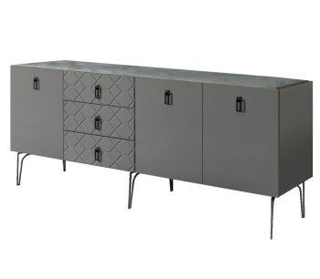 Комод 2.1м Bogemia Farfalle (Серый) (Novabuk/Черный) БМКМ-5(Fa)