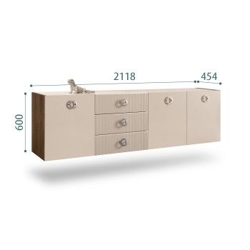 Комод 2.1м Bogemia Woodline Fly Fi (Ваниль) (Lakobel/Хром) БМКМ-5