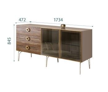 Комод 1.6м Bogemia Wood Fi (Мокка) (Lakobel/Золото) БМКМ-4(Wo)[5]