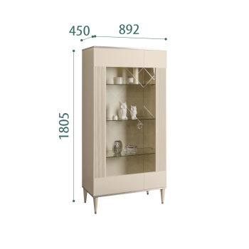 Витрина 2-ств. Римини СОЛО (Ваниль/Серебро) (Левая) РМВ2-2С(s)