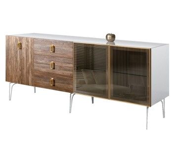 Комод 2.1м Bogemia Wood Fa (Белый) (Lakobel/Золото) БМКМ-5(Wo)[5][10]