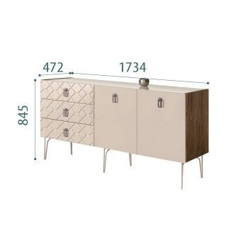 Комод 1.6м Bogemia Woodline Fa (Ваниль) (Lakobel/Хром) БМКМ-4