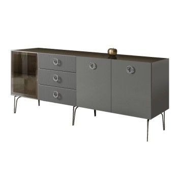 Комод 2.1м Bogemia Fillini (Серый) (Lakobel/Хром) БМКМ-5(Fi)[4]