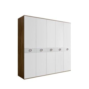 Шкаф 5-ти дв. Bogemia Woodline Fi (Белый/Хром) БМШ2/5(Fi)