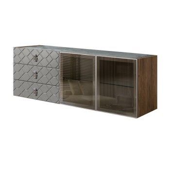 Комод 1.6м Bogemia Woodline Fly Fa (Серый) (Novabuk/Хром) БМКМ-4[5]