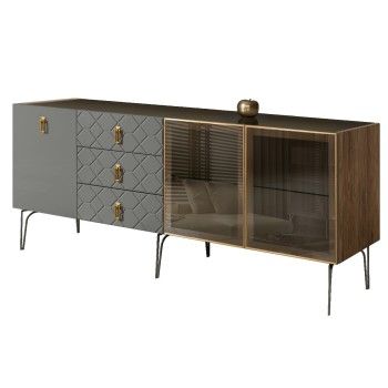 Комод 2.1м Bogemia Woodline Fa (Серый) (Lakobel/Золото) БМКМ-5[5][10]