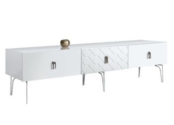 Тумба под телевизор 2.1м Bogemia Farfalle (Белый) (Lakobel/Хром) БМТ-2(Fa)[10]