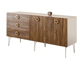 Комод 1.6м Bogemia Wood Fi (Слоновая кость) (Lakobel/Золото) БМКМ-4(Wo)