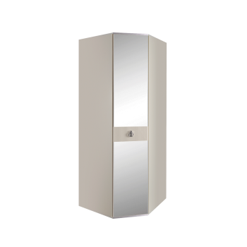 Шкаф угловой с зеркалом Римини СОЛО (Слоновая кость/Серебро) РМШУ1/1(s)