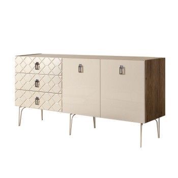 Комод 1.6м Bogemia Woodline Fa (Слоновая кость) (Novabuk/Хром) БМКМ-4