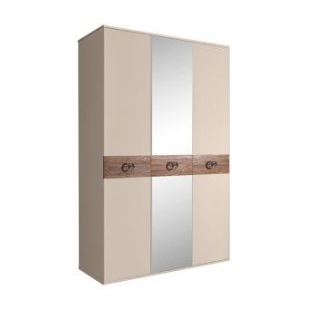 Шкаф 3-х дверный с зеркалом Bogemia Wood Fi (Ваниль/Хром) БМШ1/3(Wo)