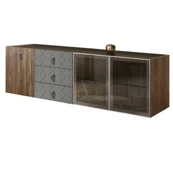 Комод 2.1м Bogemia Woodline Fly Wood Fa (Серый) (Lakobel/Хром) БМКМ-5[5][10]