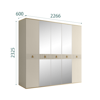 Шкаф 5-ти дверный с зеркалом Римини СОЛО (Ваниль/Золото) РМШ1/5(s)