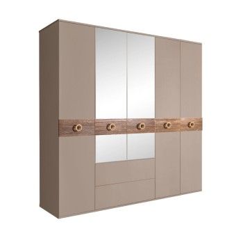 Шкаф 5-ти дверный с зеркалами, с ящиками, Bogemia Wood Fi (Мокка/Золото) БМШ1/51(Wo)