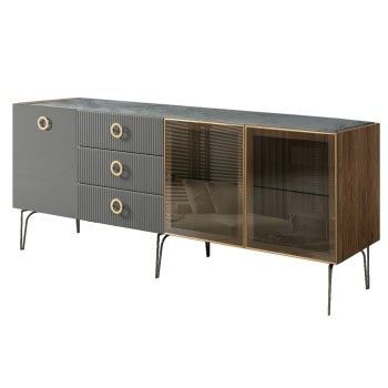 Комод 2.1м Bogemia Woodline Fi (Серый) (Novabuk/Золото) БМКМ-5[5][10]