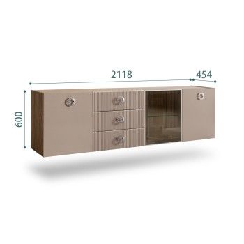 Комод 2.1м Bogemia Woodline Fly Fi (Мокка) (Novabuk/Хром) БМКМ-5[4]