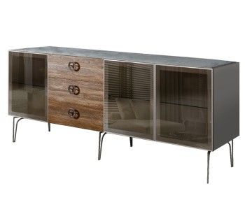 Комод 2.1м Bogemia Wood Fi (Серый) (Novabuk/Хром) БМКМ-5(Wo)[5]