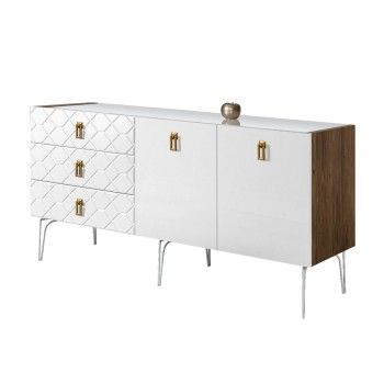 Комод 1.6м Bogemia Woodline Fa (Белый) (Lakobel/Золото) БМКМ-4