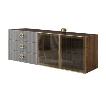 Комод 1.6м Bogemia Woodline Fly Fi (Серый) (Lakobel/Золото) БМКМ-4[5]