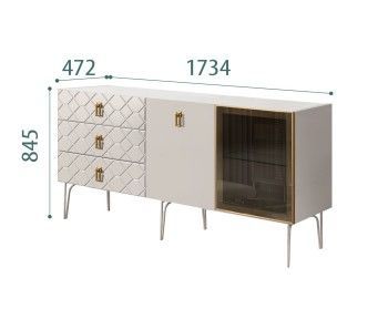 Комод 1.6м Bogemia Farfalle (Шелк) (Novabuk/Золото) БМКМ-4(Fa)[5][10]