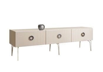 Тумба под телевизор 1.6м Bogemia Fillini (Слоновая кость) (Lakobel/Хром) БМТ-1(Fi)