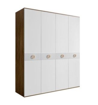 Шкаф 4-х дверный Bogemia Woodline Fi (Белый/Золото) БМШ2/4