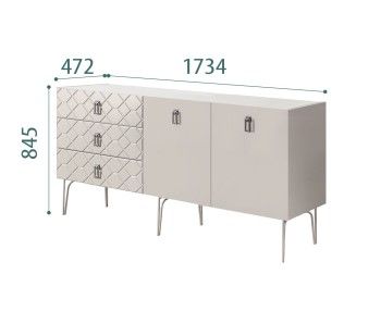 Комод 1.6м Bogemia Farfalle (Шелк) (Novabuk/Хром) БМКМ-4(Fa)