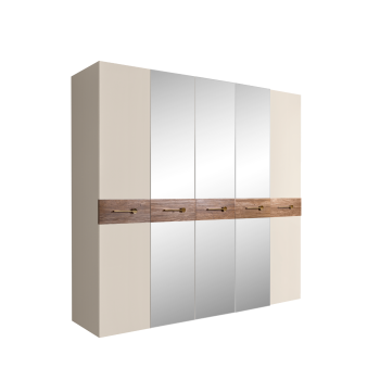 Шкаф 5-ти дв. с зеркалами Bogemia Wood Wo (Слоновая кость/Золото) БМШ1/5(Wo)
