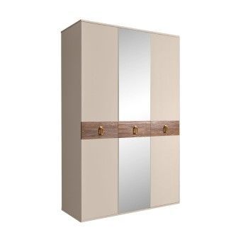 Шкаф 3-х дверный с зеркалом Bogemia Wood Fa (Ваниль/Золото) БМШ1/3(Wo)