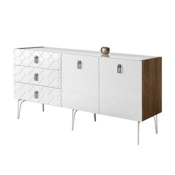 Комод 1.6м Bogemia Woodline Fa (Белый) (Lakobel/Хром) БМКМ-4