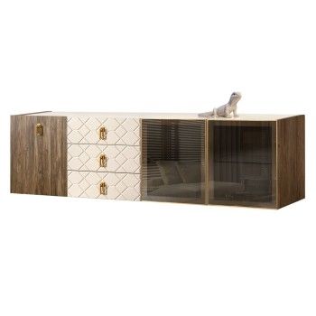 Комод 2.1м Bogemia Woodline Fly Wood Fa (Слоновая кость) (Lakobel/Золото) БМКМ-5[5][10]