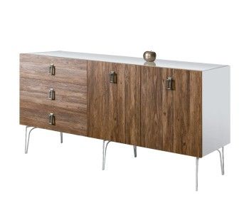 Комод 1.6м Bogemia Wood Fa (Белый) (Lakobel/Хром) БМКМ-4(Wo)