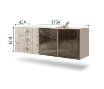 Комод 1.6м Bogemia Fly Fillini (Ваниль) (Lakobel/Хром) БМКМ-4[5]