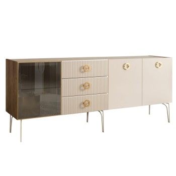 Комод 2.1м Bogemia Woodline Fi (Слоновая кость) (Novabuk/Золото) БМКМ-5[4]