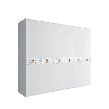 Шкаф 6-ти дв. Bogemia Farfalle (Белый/Золото) БМШ2/6(Fa)