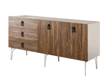 Комод 1.6м Bogemia Wood Fa (Слоновая кость) (Novabuk/Черный) БМКМ-4(Wo)