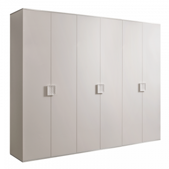 Шкаф 6-ти дв. для платья и белья Диора слоновая кость/серебро ДШ2/6