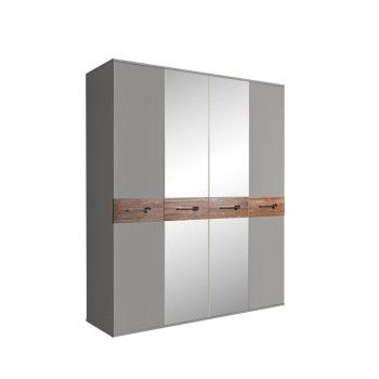 Шкаф 4-х дв. с зеркалами Bogemia Wood Wo (Серый/Хром) БМШ1/4(Wo)