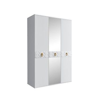 Шкаф 3-х дверный с зеркалом Bogemia Farfalle (Белый/Золото) БМШ1/3(Fa)