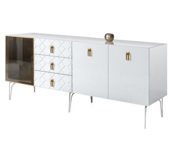 Комод 2.1м Bogemia Farfalle (Белый) (Lakobel/Золото) БМКМ-5(Fa)[4]
