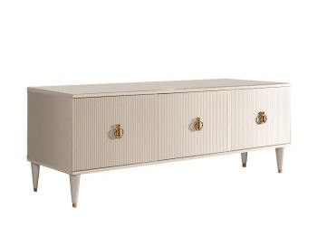 Тумба под телевизор (3 двери) Римини СОЛО (Бежевый/Золото) РМТ-2(s)