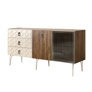 Комод 1.6м Bogemia Woodline Wood Fa (Слоновая кость) (Novabuk/Хром) БМКМ-4[5][10]