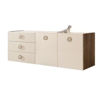 Комод 1.6м Bogemia Woodline Fly Fi (Слоновая кость) (Lakobel/Хром) БМКМ-4