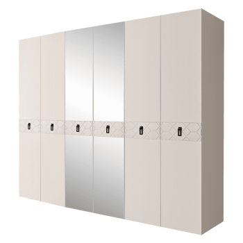 Шкаф 6-ти дв. с зеркалами Bogemia Farfalle (Слоновая кость/Черный) БМШ1/6(Fa)