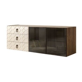 Комод 1.6м Bogemia Woodline Fly Fa (Слоновая кость) (Novabuk/Черный) БМКМ-4[5]