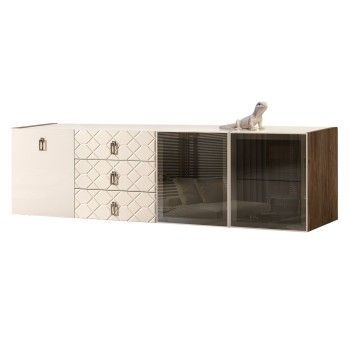 Комод 2.1м Bogemia Woodline Fly Fa (Слоновая кость) (Lakobel/Хром) БМКМ-5[5][10]