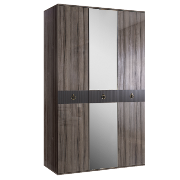 Шкаф 3-х дверный с зеркалом Римини СОЛО (Орех империя/Золото) РМШ1/3(s)