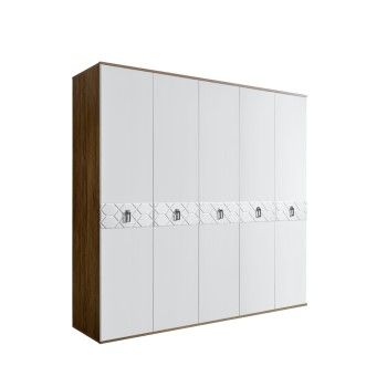 Шкаф 5-ти дв. Bogemia Woodline Fa (Белый/Хром) БМШ2/5(Fa)