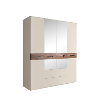 Шкаф 4-х дверный с зеркалами, с ящиками, Bogemia Wood Wo (Слоновая кость/Хром) БМШ1/41(Wo)
